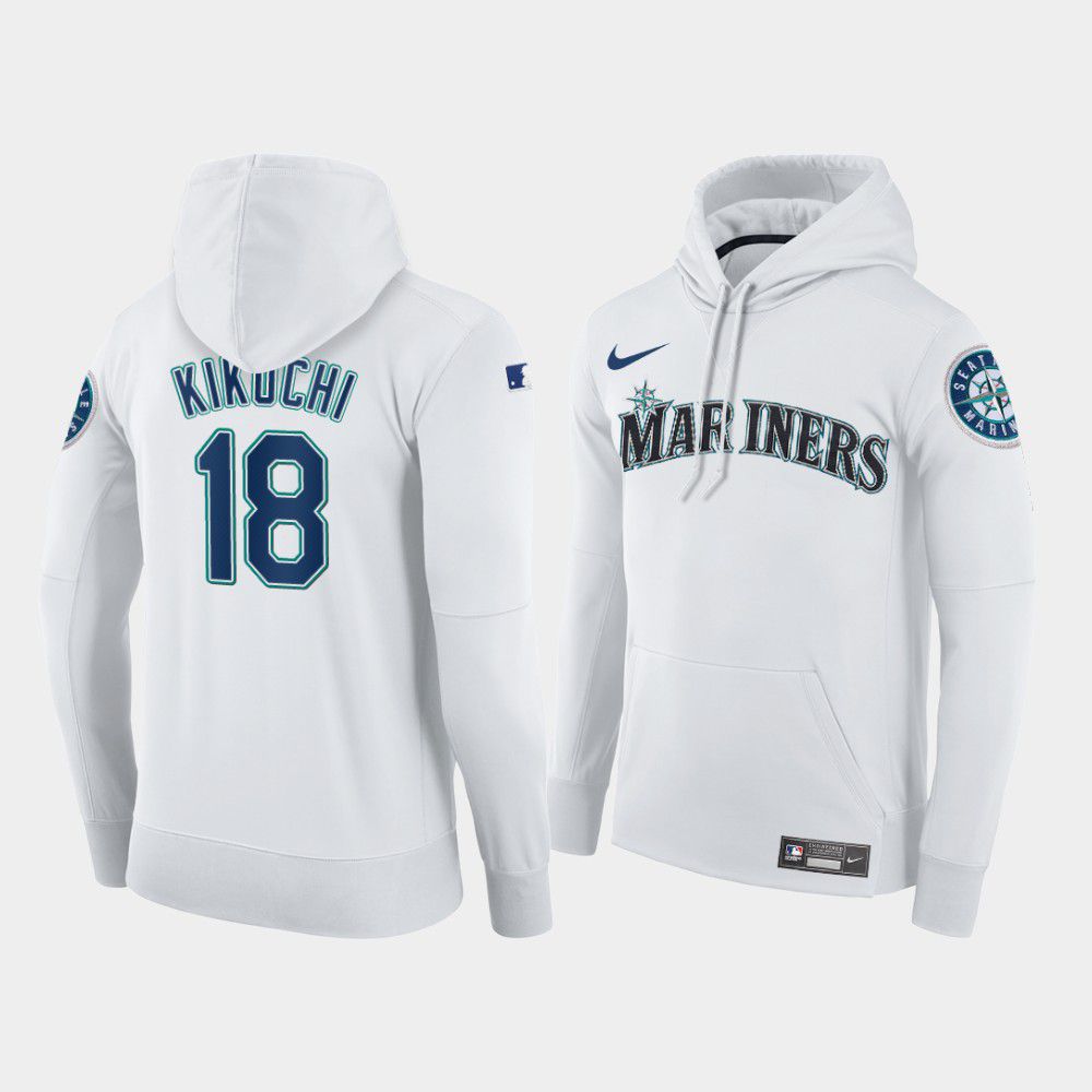 Men Seattle Mariners #18 Kikuchi white home hoodie 2021 MLB Nike Jerseys